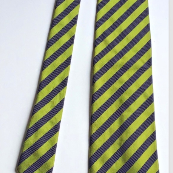 Altea green with navy stripes all Silk Tie.Made in Italy 🇮🇹 - Picture 2 of 9